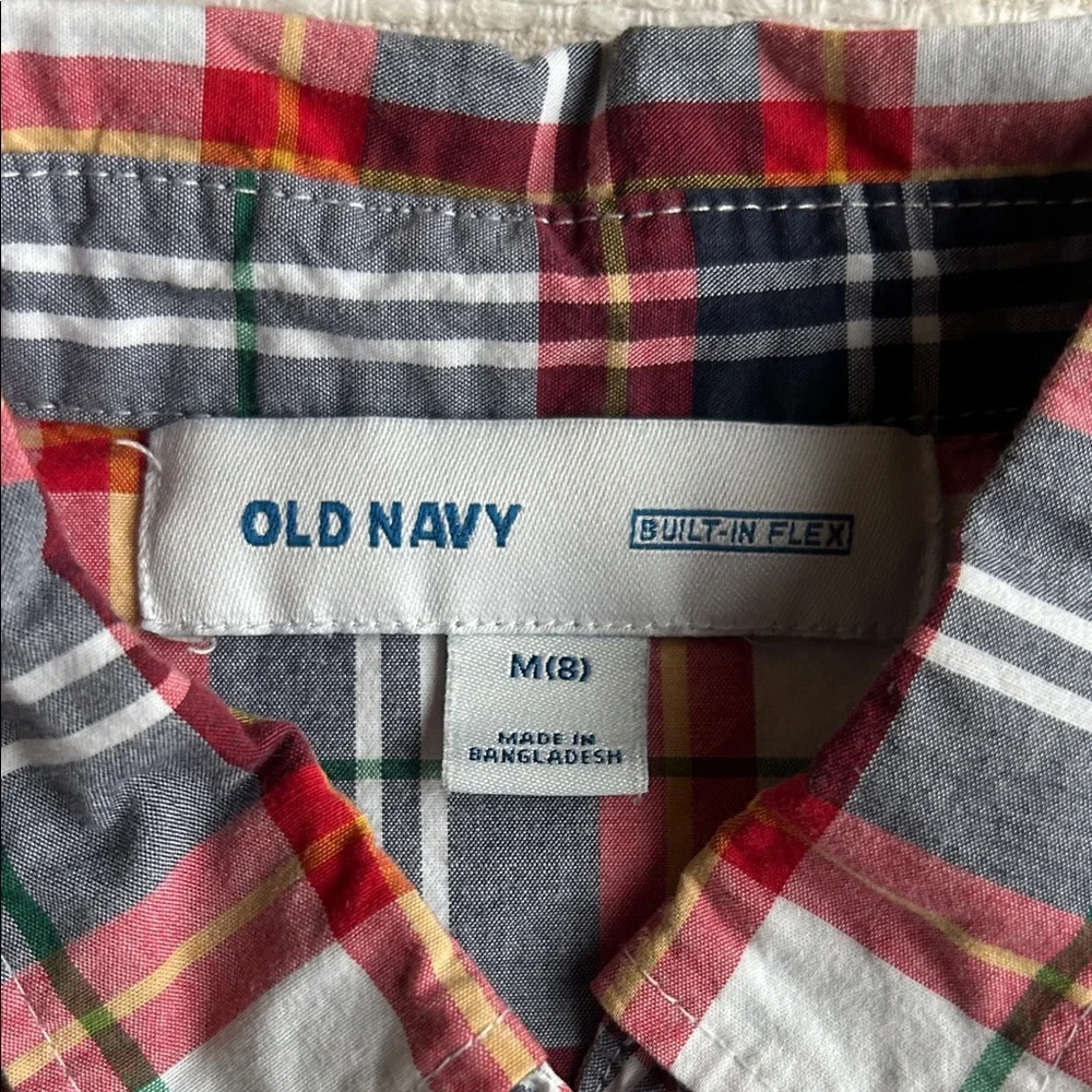 Old Navy Kids Checkered Button-Down Shirt - Red, Green, White